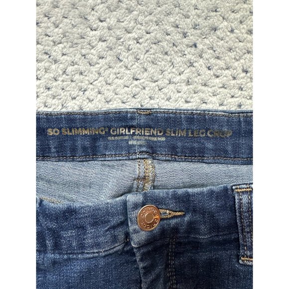 Chicos Jeans Womens Dark Wash Raw Hem So Slimming Girlfriend Slim Leg Crop - Picture 5 of 7